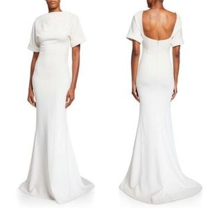 NWT Badgley Mischka Open Back Gown Ivory White Dress Size 0 or XS